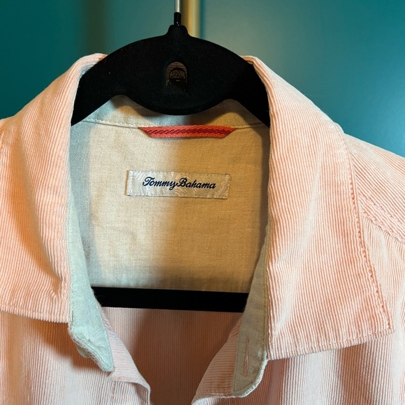 Tommy Bahama Pink Corduroy Casual Button Down Shirt - Picture 3 of 4